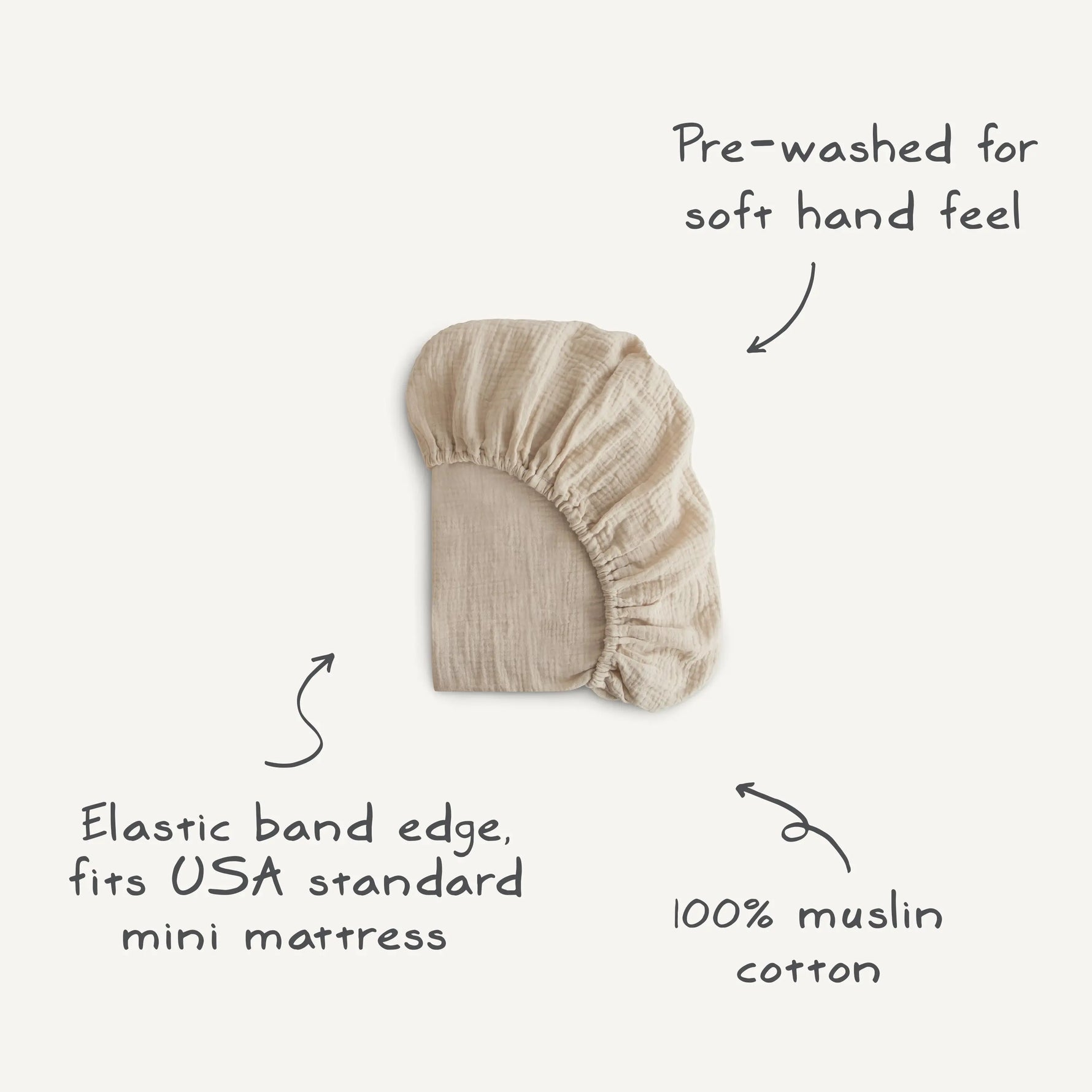 Mushie Mini Muslin Crib Sheet 100 Percent Cotton Extra Soft Breathable Fabric - Home & Garden > Linens & Bedding > Bedding mini crib sheet