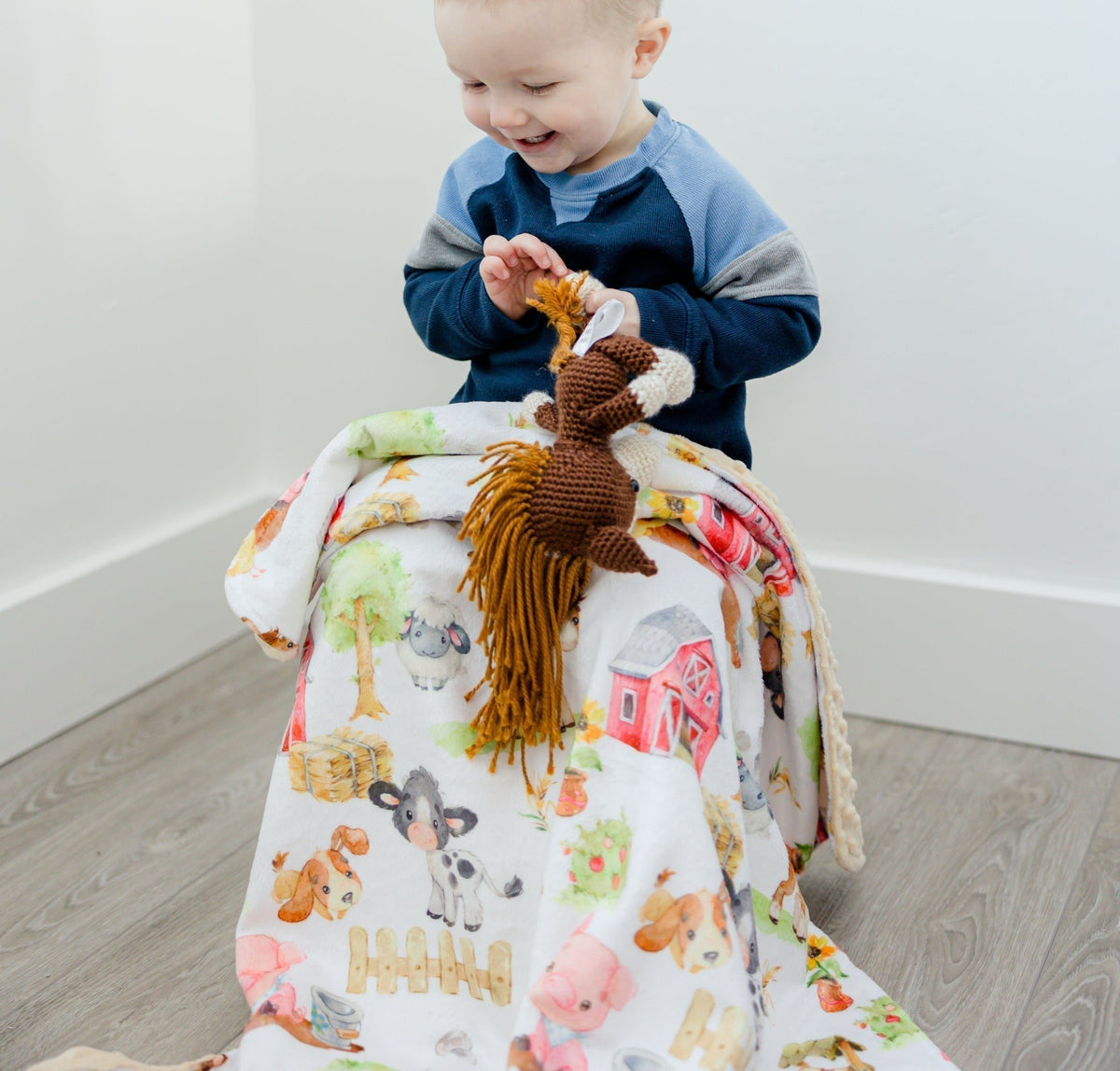 Honey Lemonade Minky Baby Blanket Farm Animals - 