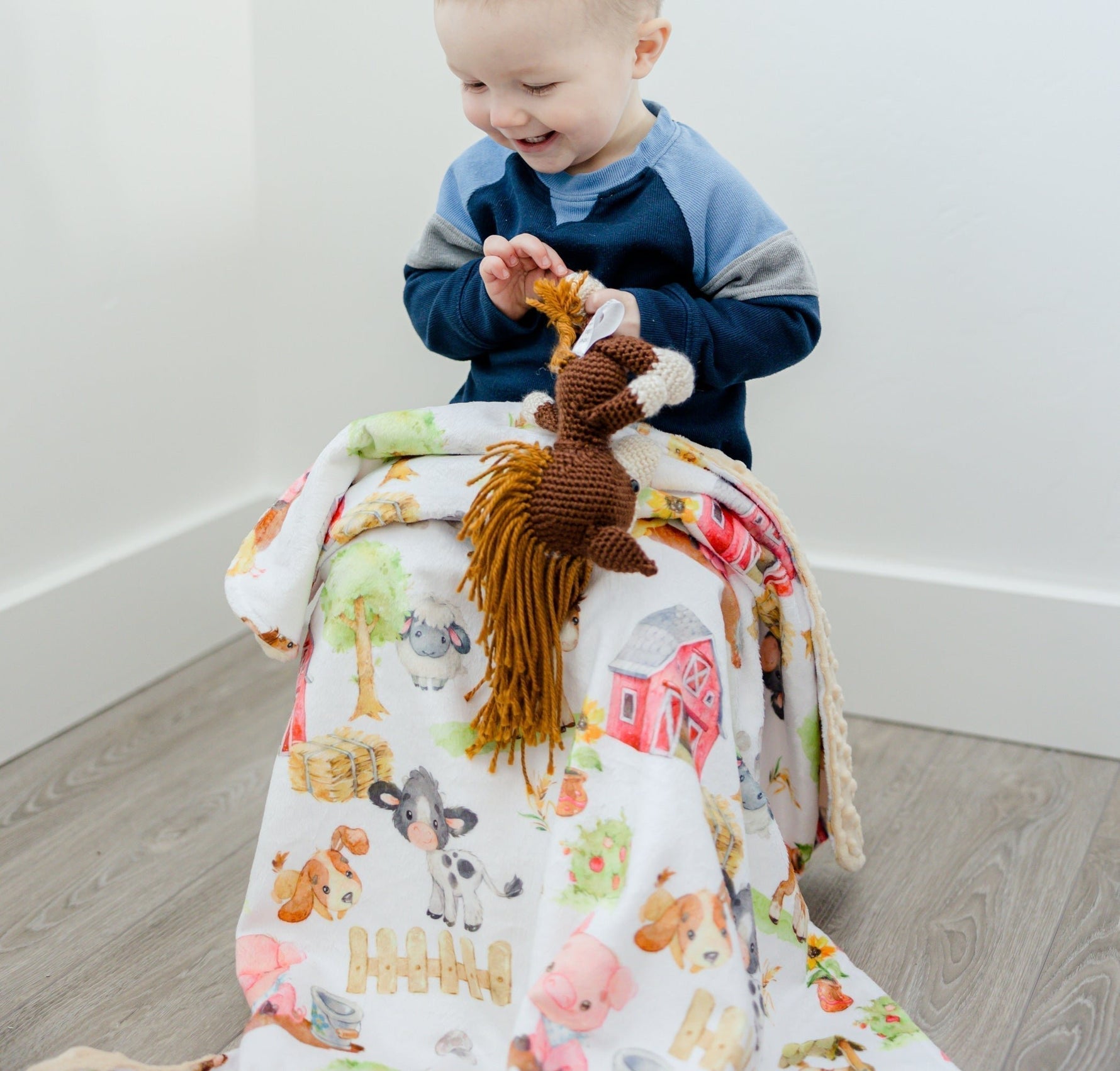 Honey Lemonade Minky Baby Blanket Farm Animals - 