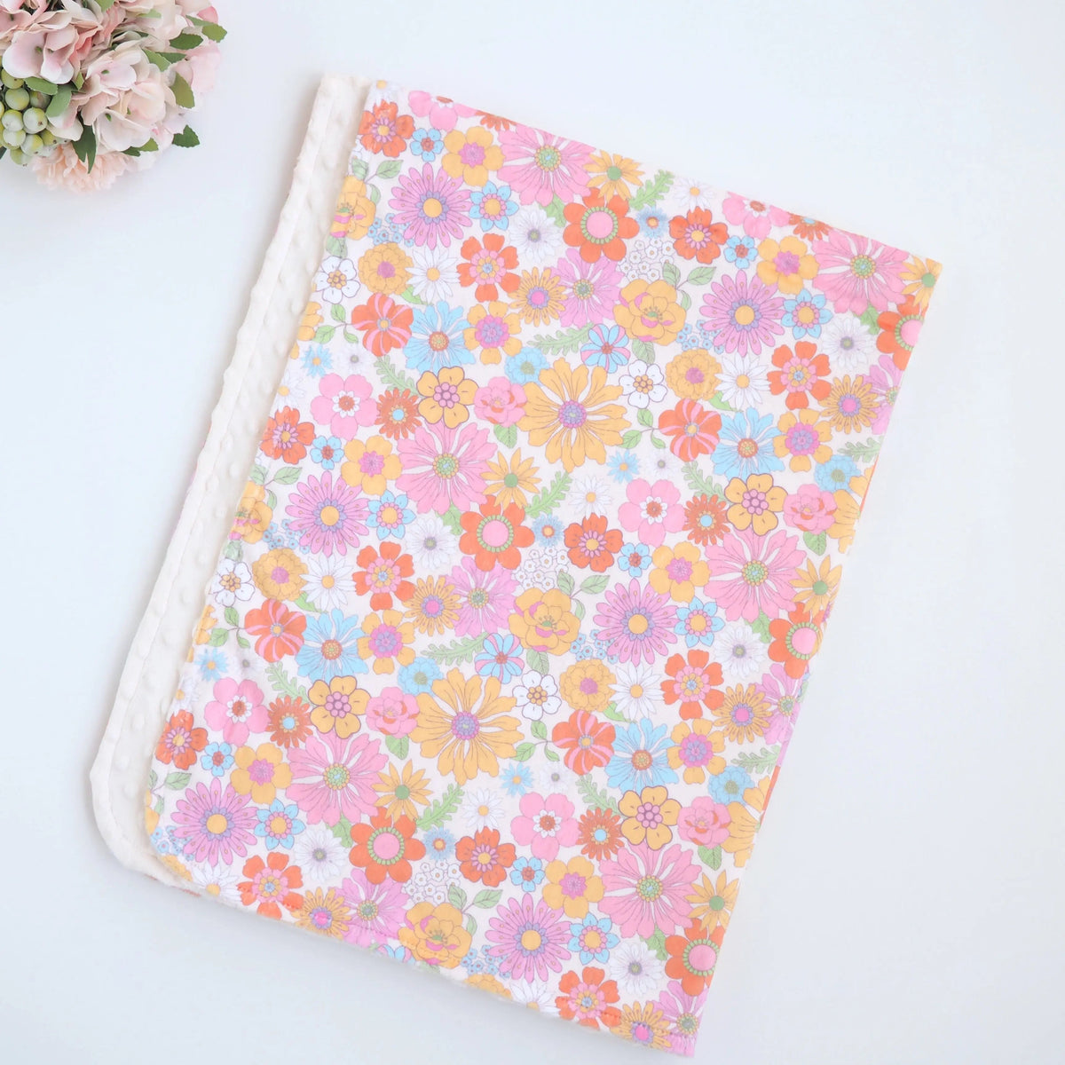 Honey Lemonade Minky Baby Blanket Retro Floral - 