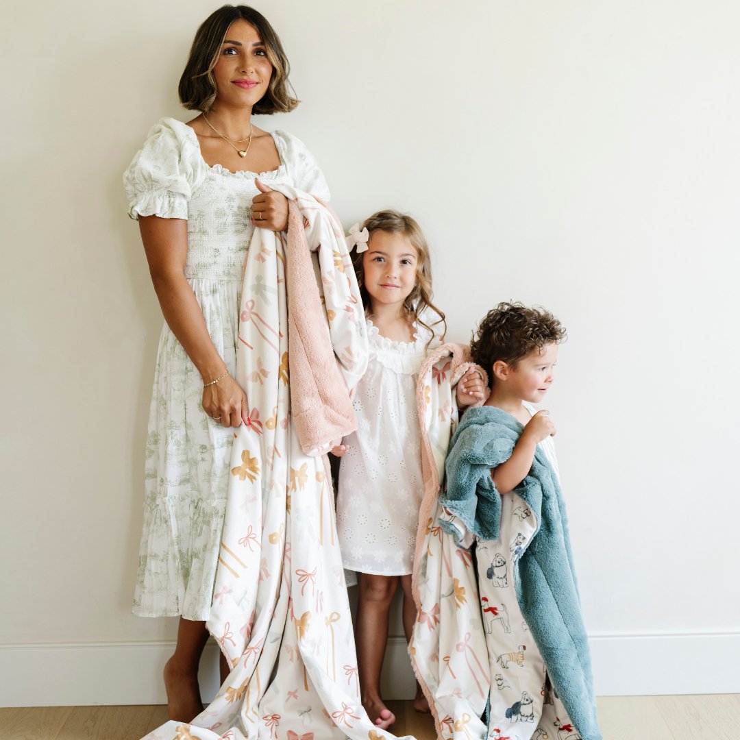 Saranoni XL Minky Lush baby blanket, ultra-soft and plush, draped elegantly, inviting comfort.