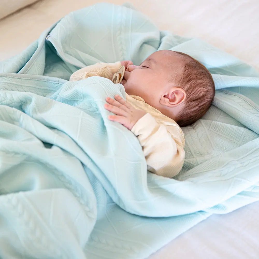 Goosewaddle® | Newborn Baby Blankets Toys Teethers Bibs & More Mint 50" x 60" Full Size Knit Throw - 