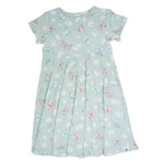 Sweet Bamboo Mint Bamboo Dress with Butterfly Print for Stylish Little Girls - 