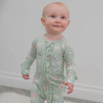 Sweet Bamboo Mint Bamboo Ruffle Baby Footie with 2 Way Zipper for Stylish Infants - 