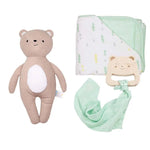 Goosewaddle® | Newborn Baby Blankets Toys Teethers Bibs & More Mint Bear Gift Set with Quilted Blanket