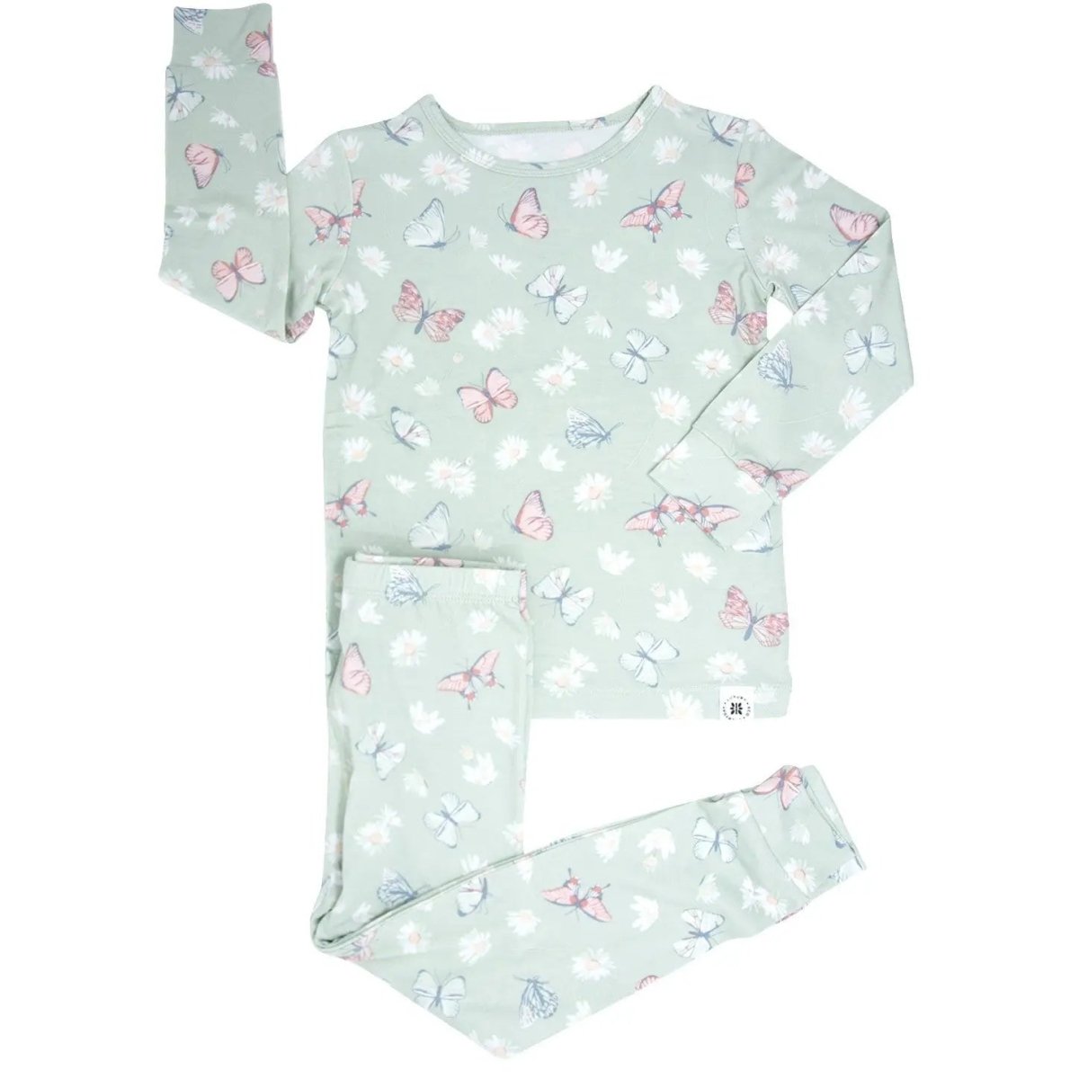 Mint Butterfly Daisy Bamboo Big Kid Pajama Set - White, Pink, Nightwear, Pajamas, Child | Everetts Place