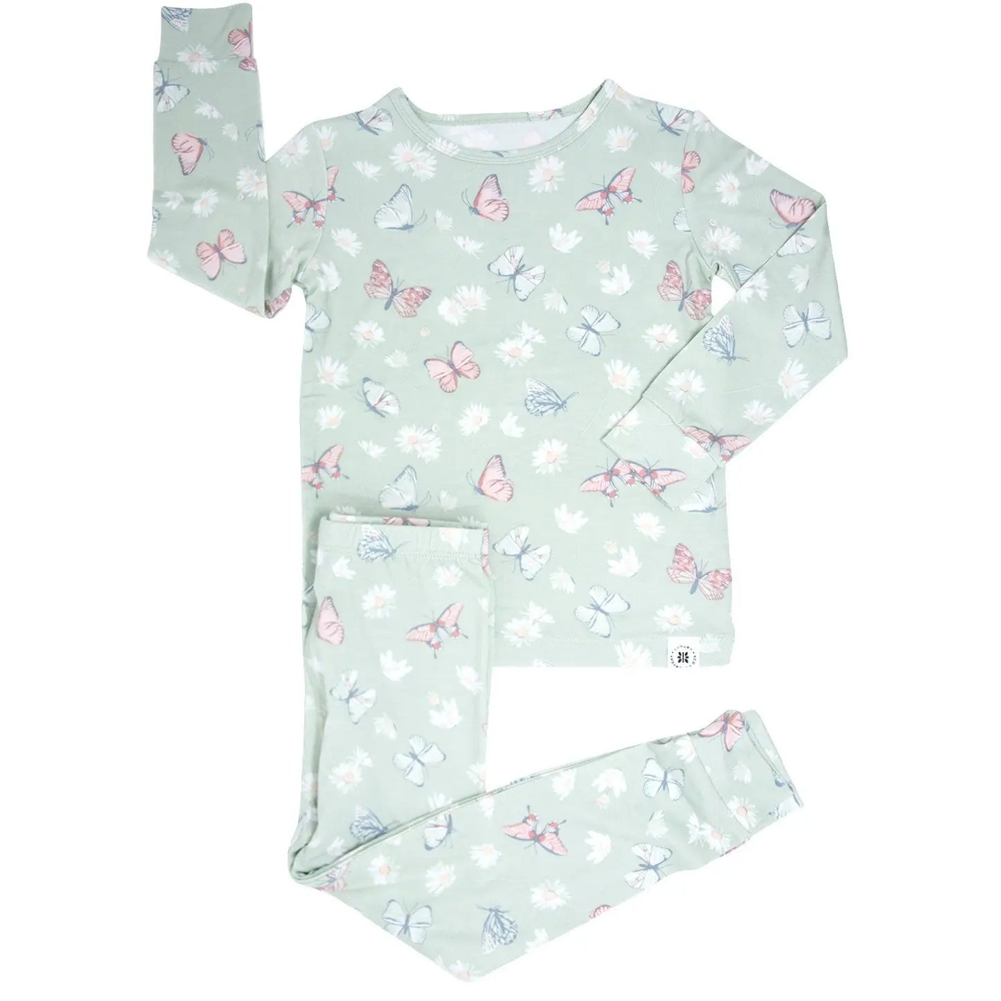 Mint Butterfly Daisy Bamboo Big Kid Pajama Set Sweet Bamboo