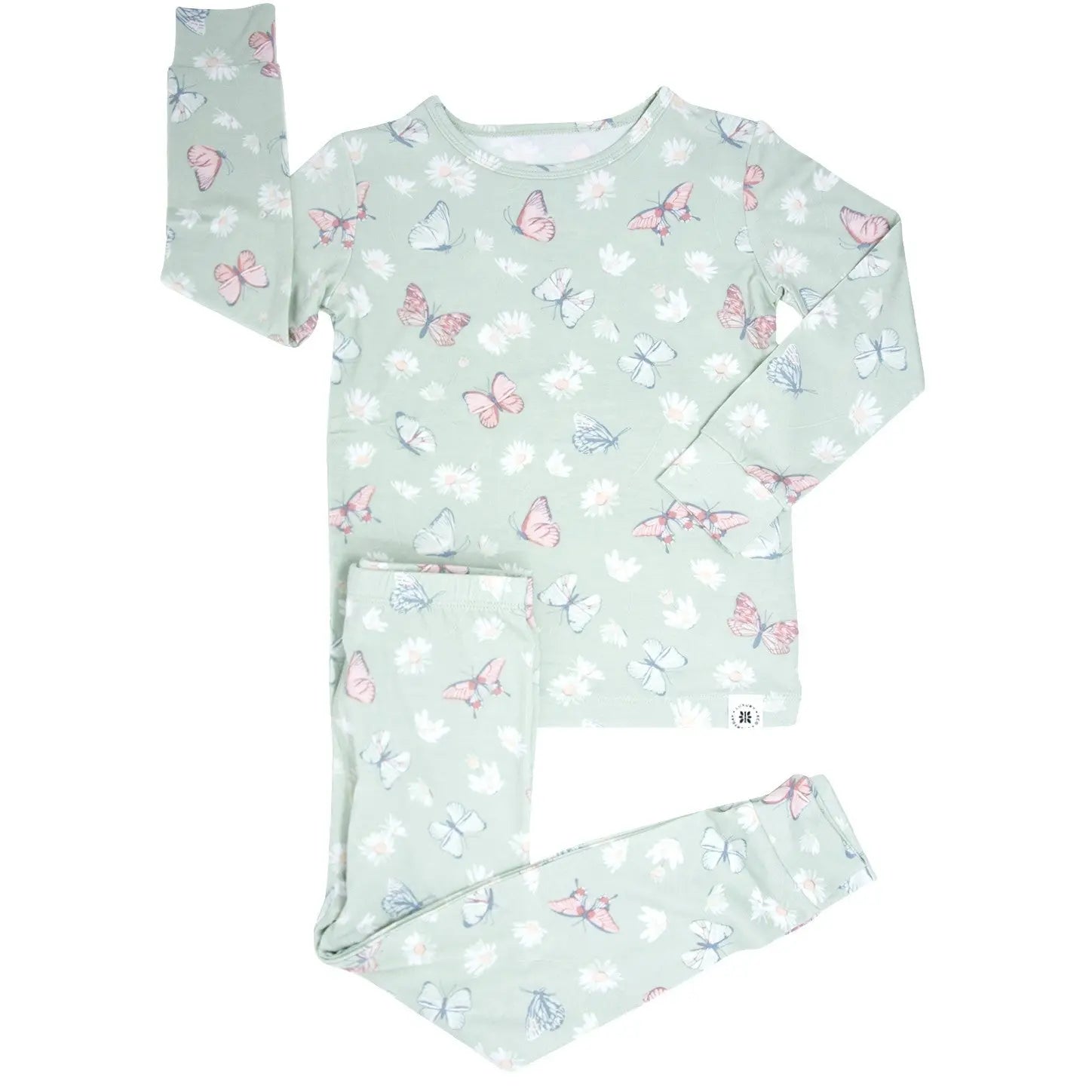 Mint Butterfly Daisy Bamboo Big Kid Pajama Set Sweet Bamboo