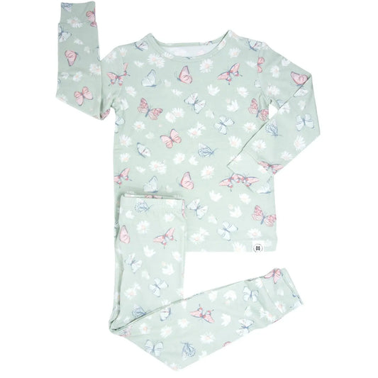 Mint Butterfly Daisy Bamboo Big Kid Pajama Set Sweet Bamboo