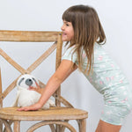 Sweet Bamboo Mint Butterfly Daisy Bamboo Pajama Set for Comfortable Summer Kids - 