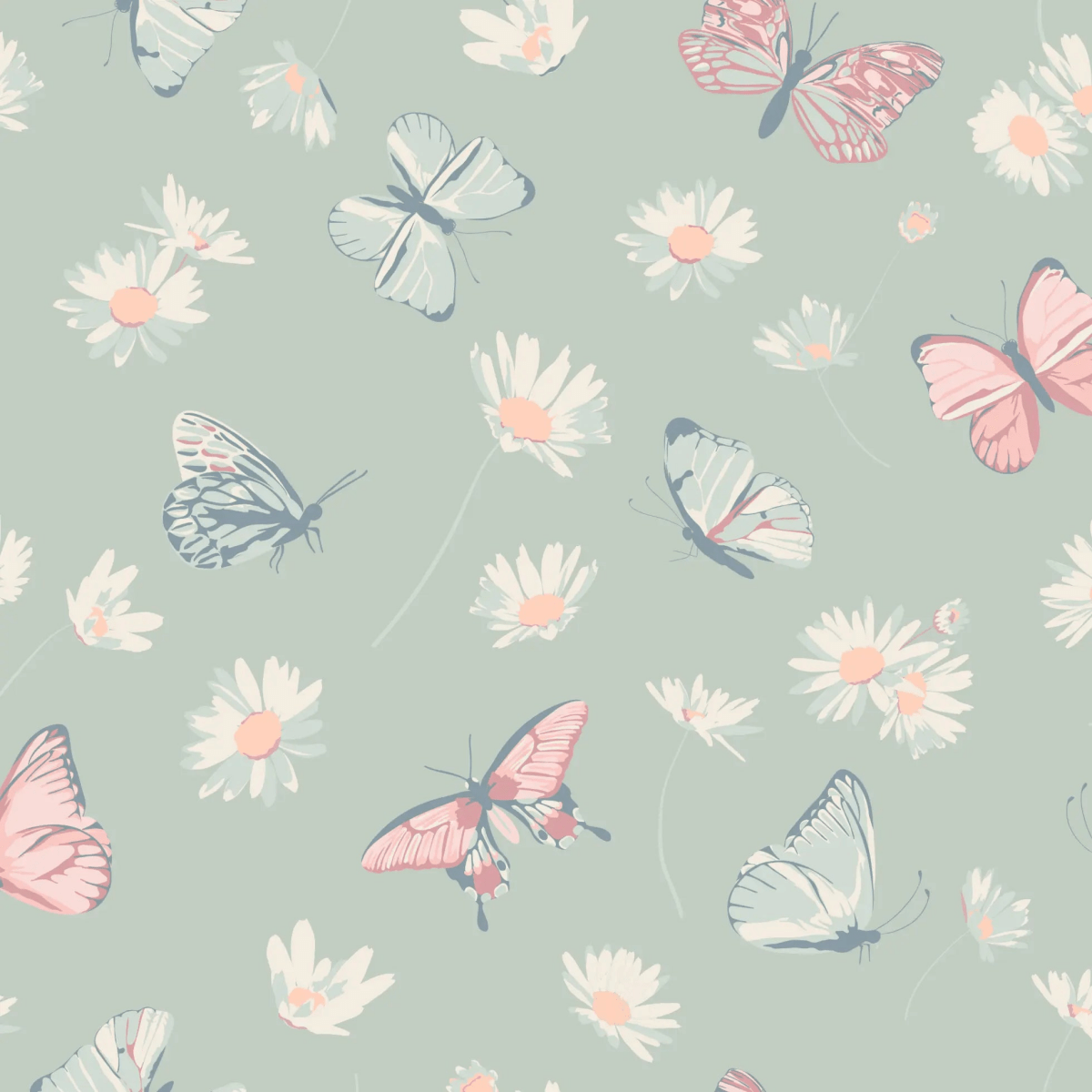 Sweet Bamboo Mint Butterfly Daisy Bamboo Pajama Set for Comfortable Summer Kids - 