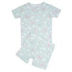 Sweet Bamboo Mint Butterfly Daisy Bamboo Pajama Set for Comfortable Summer Kids - 