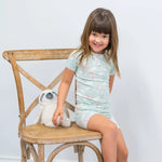 Sweet Bamboo Mint Butterfly Daisy Bamboo Pajama Set for Comfortable Summer Kids - 