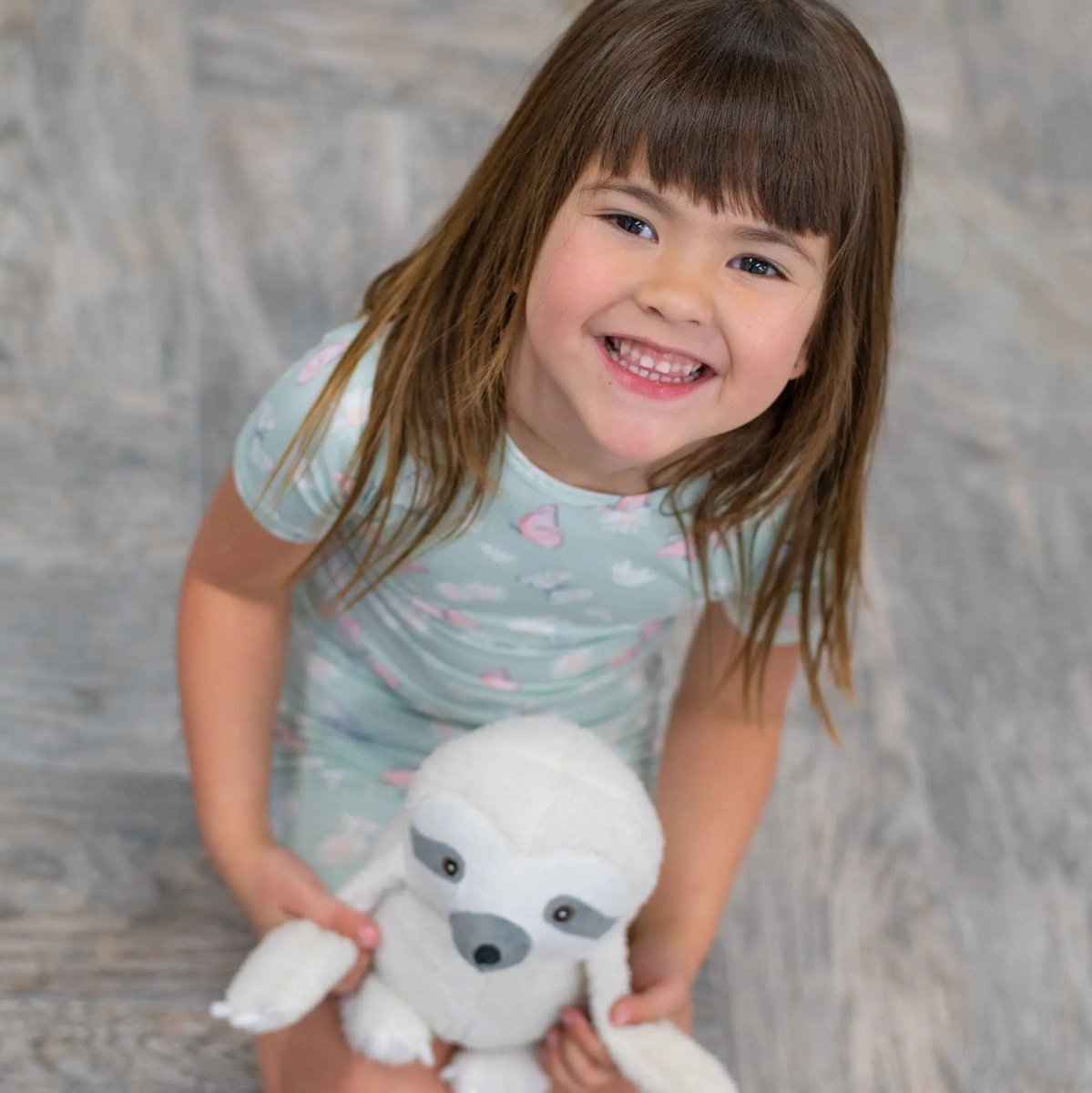 Sweet Bamboo Mint Butterfly Daisy Bamboo Pajama Set for Comfortable Summer Kids - 