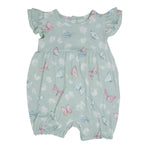 Sweet Bamboo Mint Butterfly Daisy Bamboo Ruffle Romper for Active Kids - 