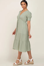 PinkBlush Mint Button Down Short Sleeve Dress - 