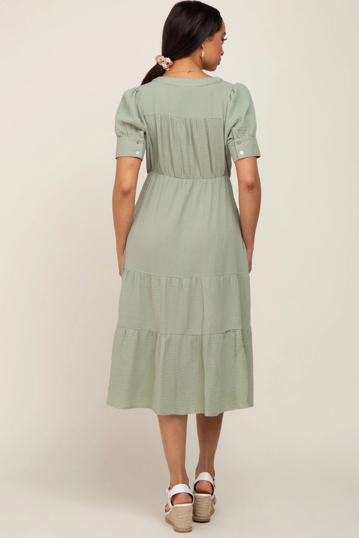 PinkBlush Mint Button Down Short Sleeve Dress - 