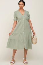 PinkBlush Mint Button Down Short Sleeve Dress - 