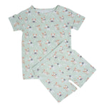 Sweet Bamboo Mint Frenchie Puppy Summer Pajama Set with Cute Print for Kids - 