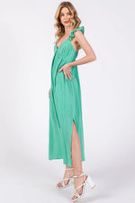 PinkBlush Mint Green Ruffle Strap Midi Dress - 