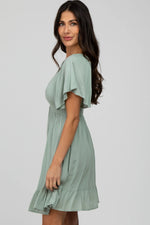 PinkBlush Mint Green Smocked Front Ruffle Hem Dress - 