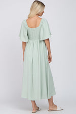 PinkBlush Mint Green Textured Dot Front Tie Ruffle Sleeve Midi DressEveretts Place