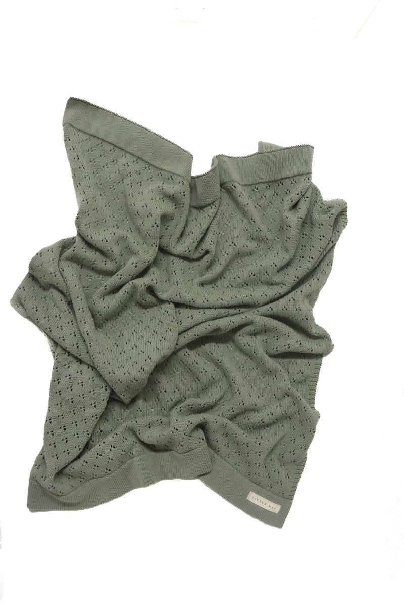 Little Mae & Co Mint Pointelle Knit Baby Blanket Little Mae And Co - Everetts Place Boutique - 