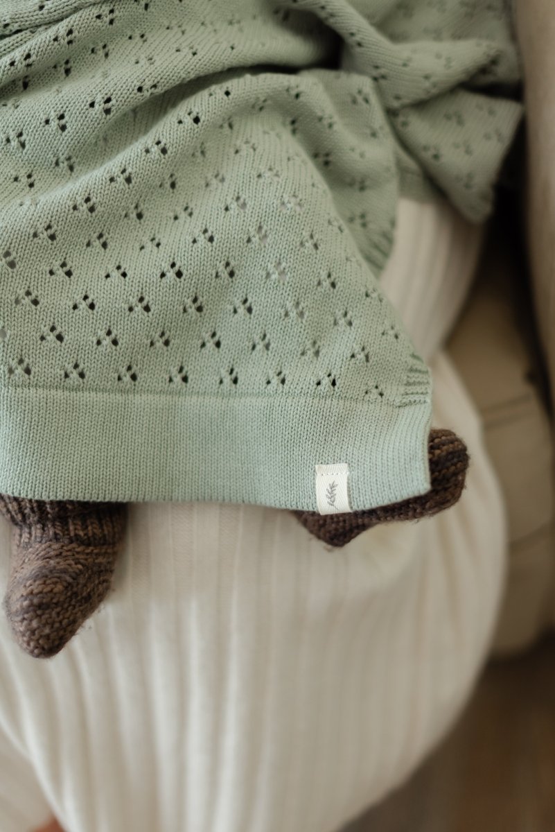 Little Mae & Co Mint Pointelle Knit Baby Blanket Little Mae And Co - Everetts Place Boutique - 
