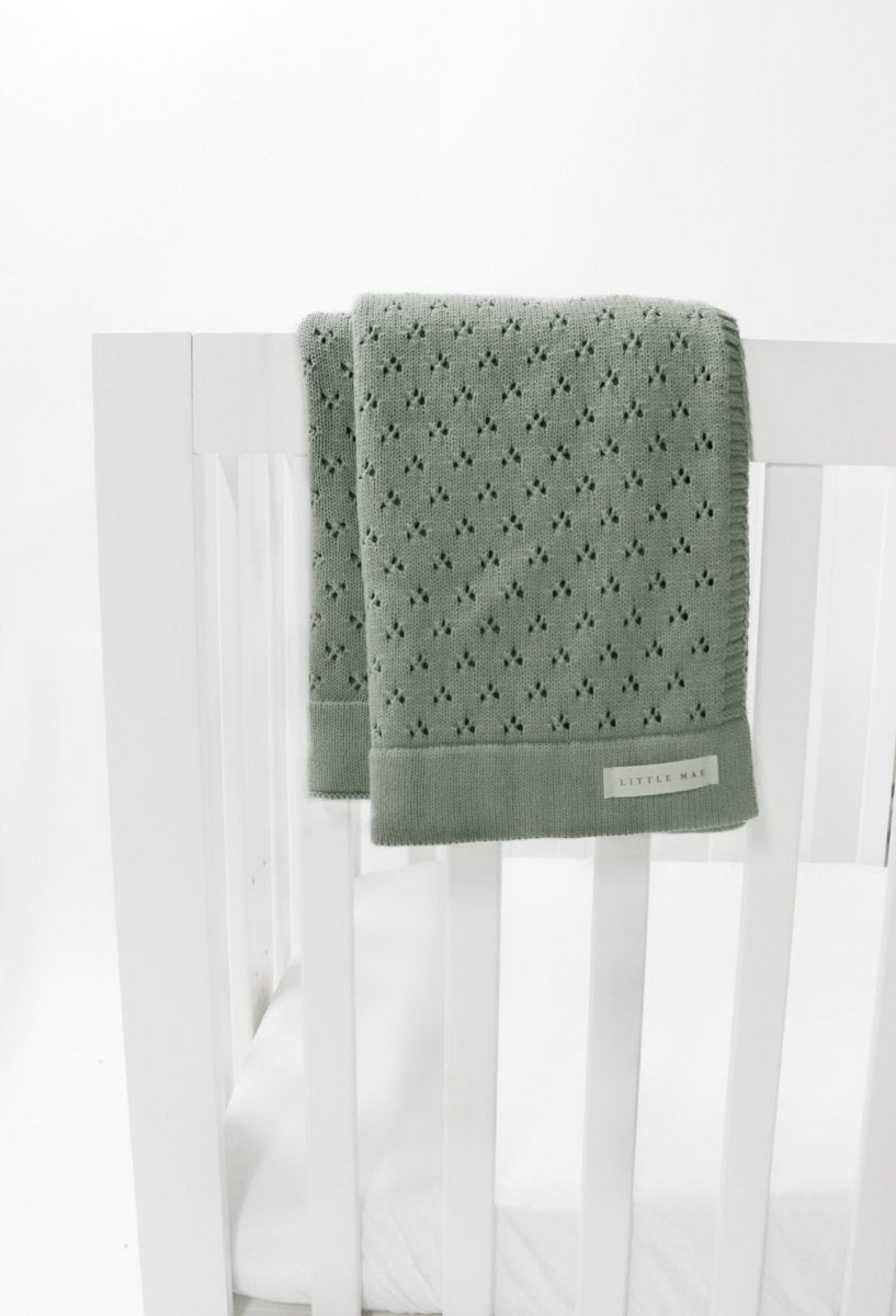 Little Mae & Co Mint Pointelle Knit Baby Blanket Little Mae And Co - Everetts Place Boutique - 