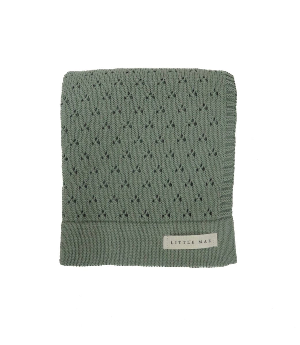 Little Mae & Co Mint Pointelle Knit Baby Blanket Little Mae And Co - Everetts Place Boutique - 