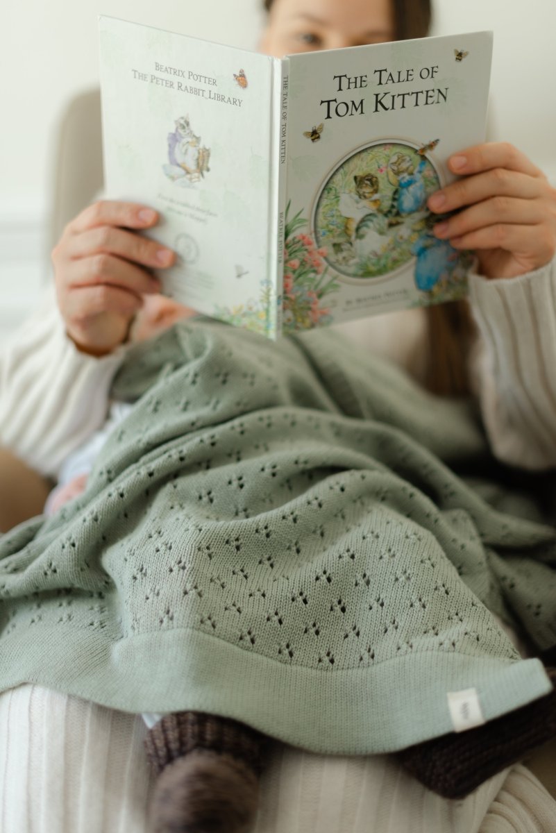 Little Mae & Co Mint Pointelle Knit Baby Blanket Little Mae And Co - Everetts Place Boutique - 