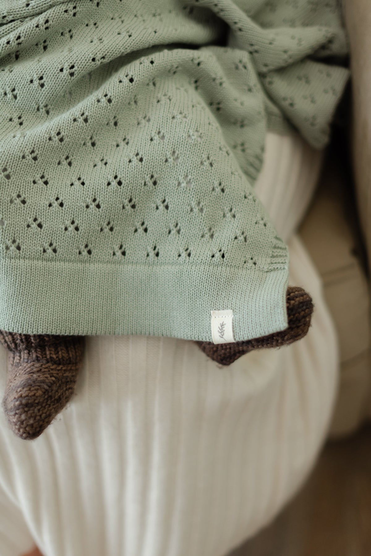 Little Mae & Co Mint Pointelle Knit BlanketEveretts Place