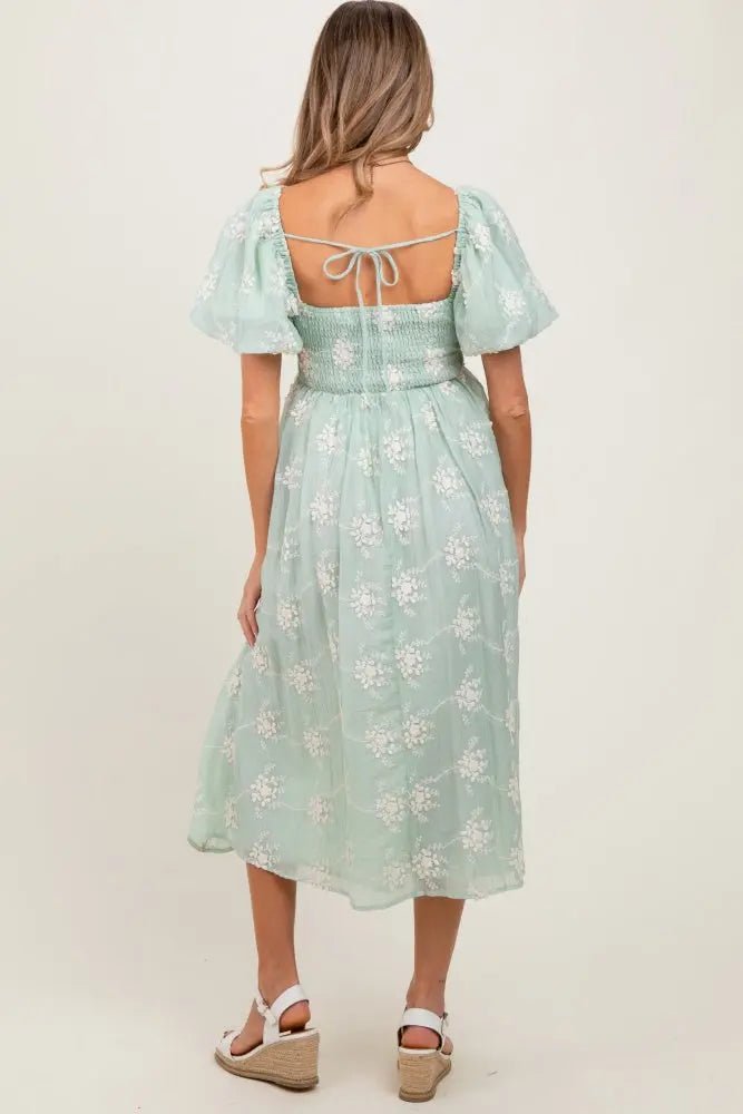 PinkBlush Mint Textured Maternity Midi Dress - 
