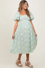 PinkBlush Mint Textured Maternity Midi Dress - 