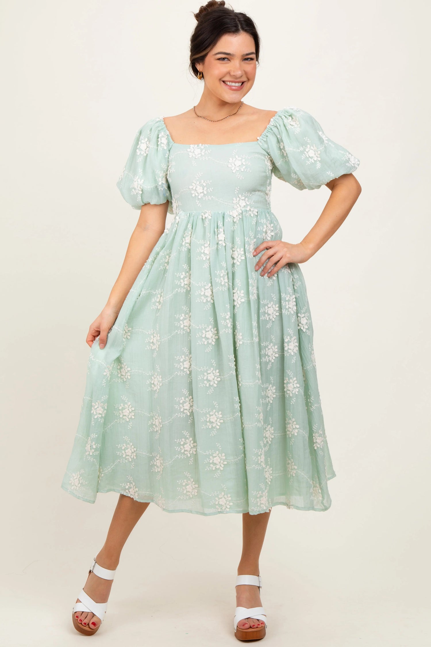 PinkBlush Mint Textured Midi Dress - 