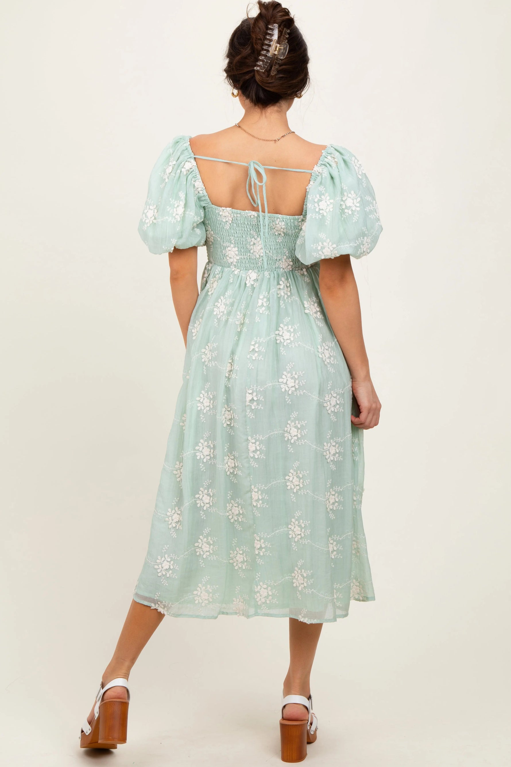 PinkBlush Mint Textured Midi Dress - 