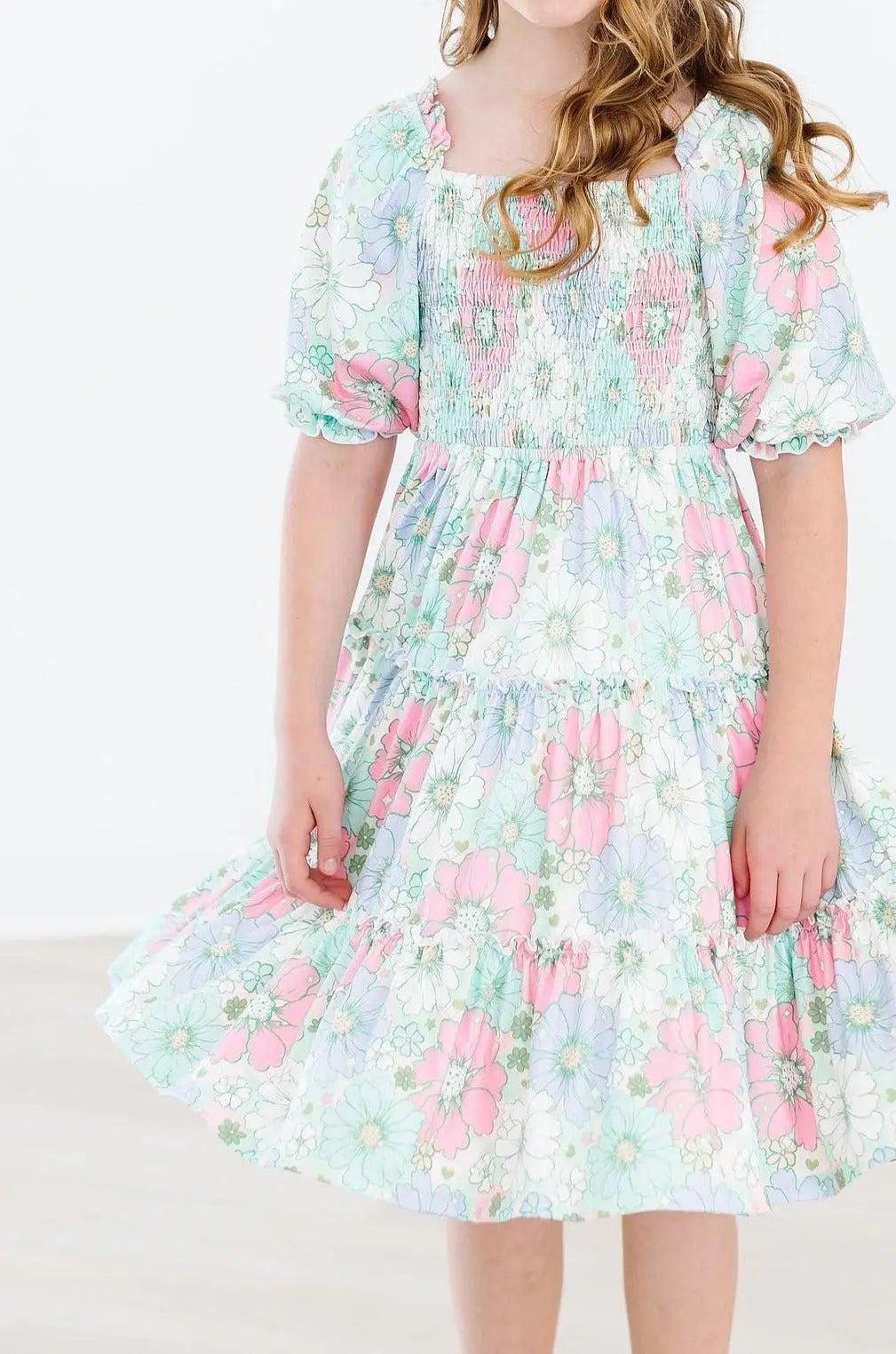 Mila & Rose ® Minty Meadow Smocked Ruffle Dress - 