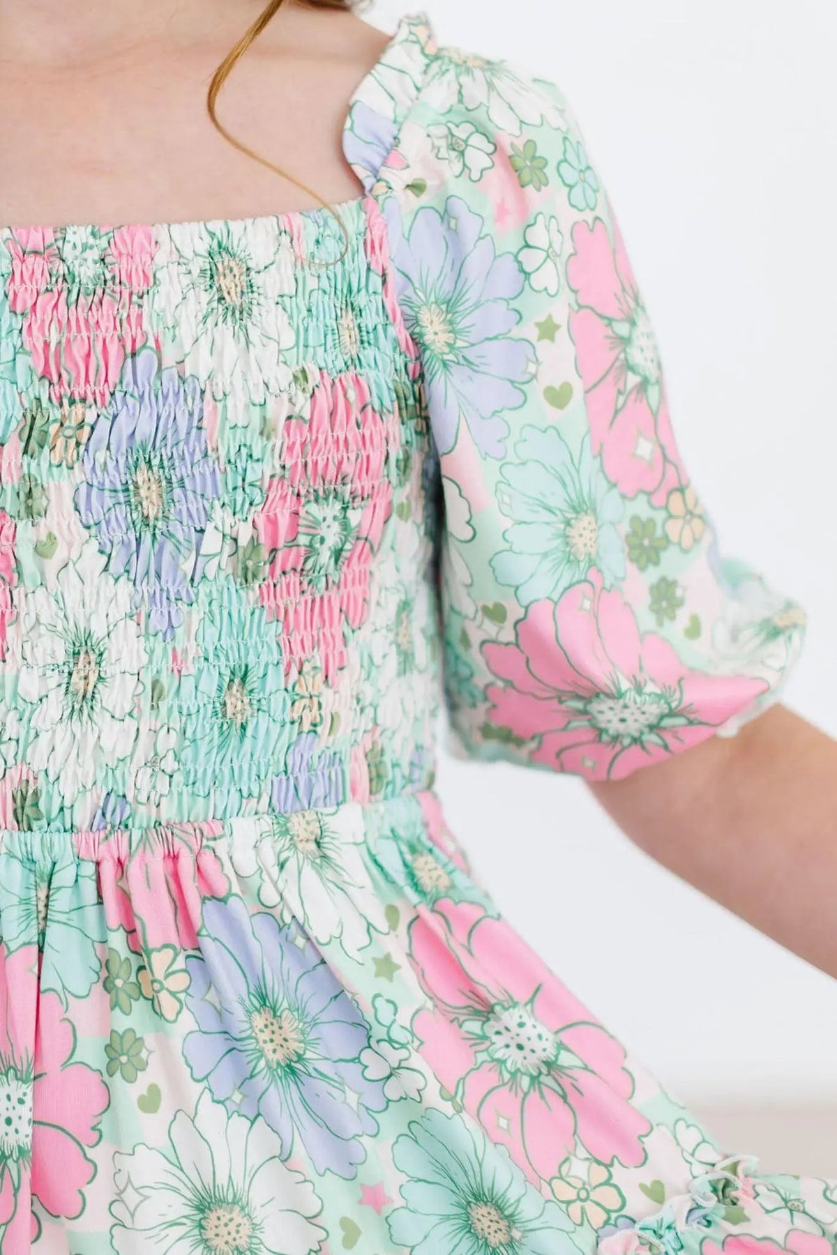 Mila & Rose ® Minty Meadow Smocked Ruffle Dress - 