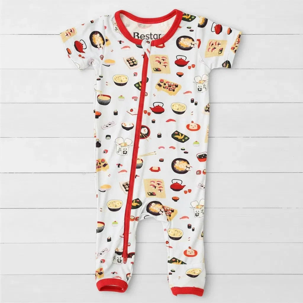 Bamboo Viscose Coverall, Sushi and Ramen Print, Snug-Fit by Bestaroo