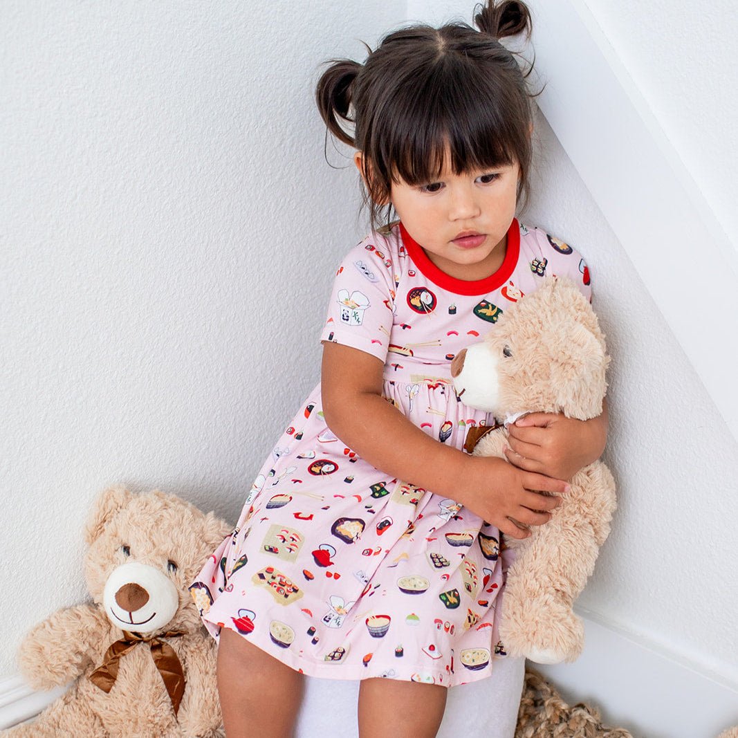 Bamboo Blend Dress, Miso Cute Print, Short Sleeve by Bestaroo