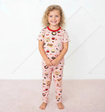 Bestaroo Miso Cute Short Sleeve Pajama Set Pink Sushi and Ramen Bamboo Prints for Kids - 