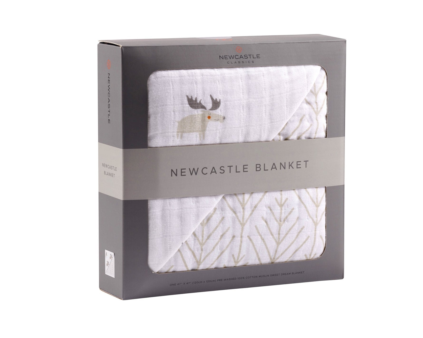 Newcastle Classics Mister Moose Cotton Muslin Blanket with Cozy Four-Layer Design for Babies - Baby & Toddler > Swaddling & Receiving Blankets > Receiving Blankets Cotton Newcastle Blanket