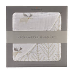 Newcastle Classics Mister Moose Cotton Muslin Blanket with Cozy Four - Layer Design for Babies - 