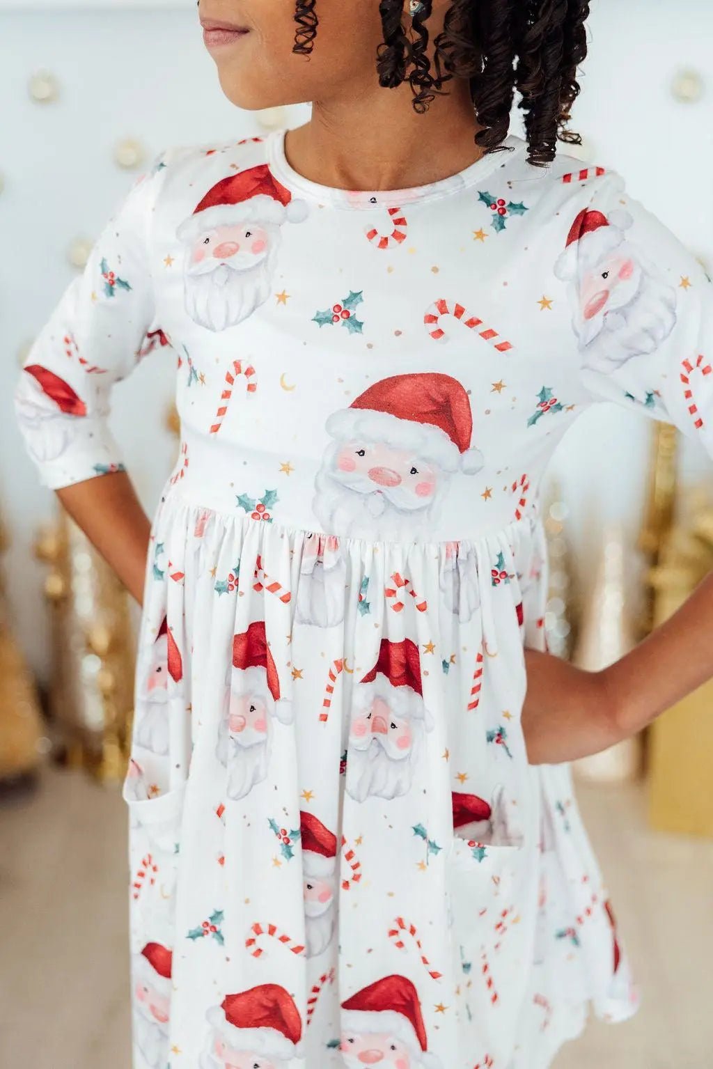 Mila & Rose ® Mistletoe Magic 3/4 Sleeve Pocket Twirl Dress - 
