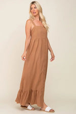 PinkBlush Mocha Front Button Sleeveless Maxi Dress - 