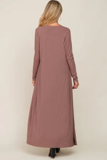 PinkBlush Mocha Ribbed Sleeveless Dress Cardigan Maternity Set - 
