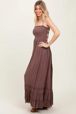 PinkBlush Mocha Smocked Woven Maxi Dress - 