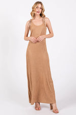 PinkBlush Mocha Textured Midi Dress with Tie Straps for Stylish Women - 