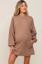 PinkBlush Mocha Ultra Soft Maternity Sweatshirt Dress - 