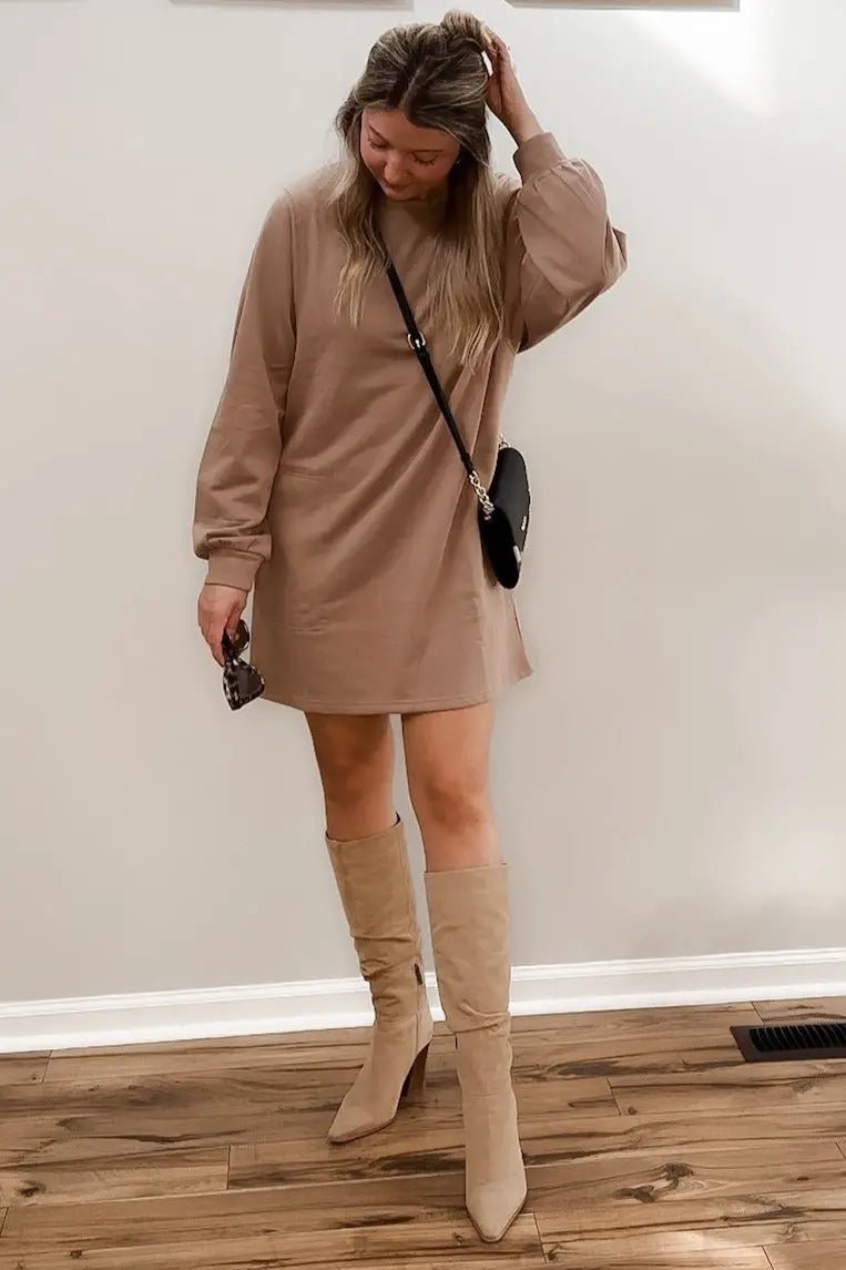 PinkBlush Mocha Ultra Soft Sweatshirt Dress - 